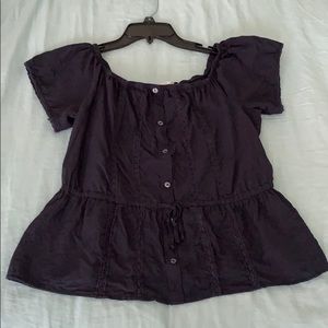 Abercrombie and finch on/off the shoulder navy top